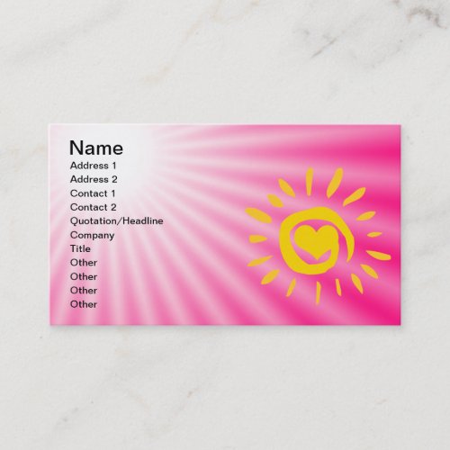 Cute Sun; Pink Business Card Template