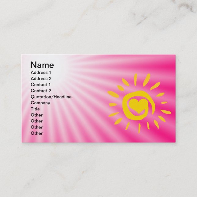 Cute Sun; Pink Business Card (Front)