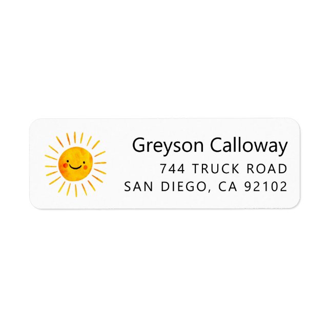 Cute Sun Return Address Label (Front)