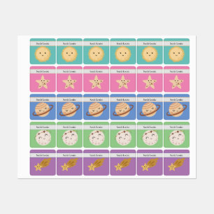 Cute Sun, Star, moon,Saturn, Meteor Kids' Labels