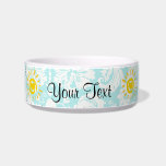 Cute Sun; Teal Damask Bowl<br><div class="desc">You will love this cute teal damask pattern Cute Yellow Sun with heart; Sunny Sunshine design. Great for gifts! Available on tee shirts, smart phone cases, mousepads, keychains, posters, cards, electronic covers, computer laptop / notebook sleeves, caps, mugs, and more! Visit our site for a custom gift case for Samsung...</div>