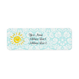 Cute Sun; Teal Damask Label