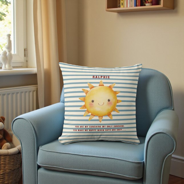 Cute Sun Watercolor "You Are My Sunshine" Text  Throw Pillow (Creator Uploaded)