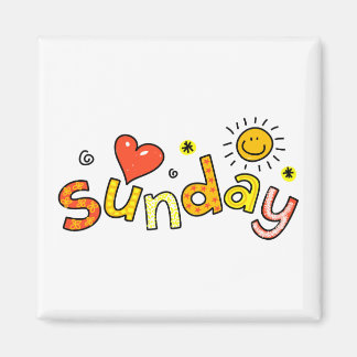 Cute Sunday Week Day Greeting Text Expression Magnet