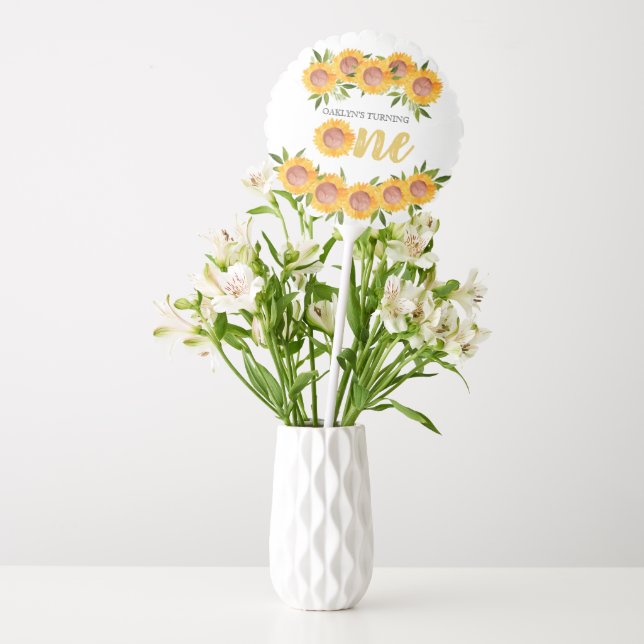 Cute sunflower 1st birthday balloon centerpiece (Vase)