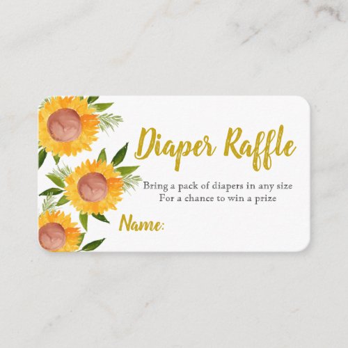 Cute sunflower baby shower diaper raffle card