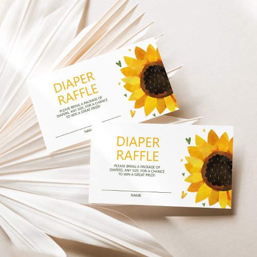 Cute Sunflower Baby Shower Diaper Raffle  Enclosure Card