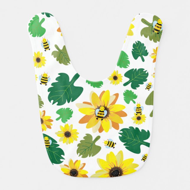 Cute Sunflower Bee Baby Bib (Front)