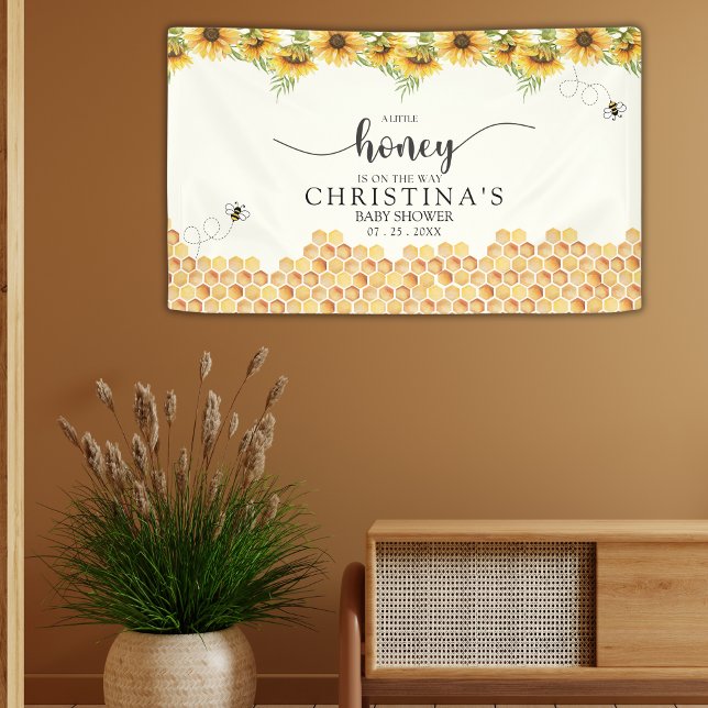 Cute Sunflower Bee Baby Shower Banner (Creator Uploaded)