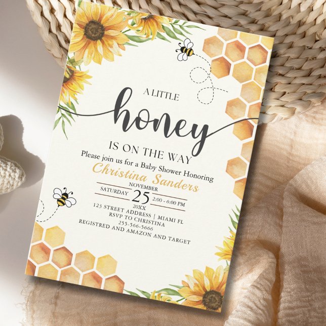 Cute Sunflower Bee Baby Shower Invitation (Creator Uploaded)