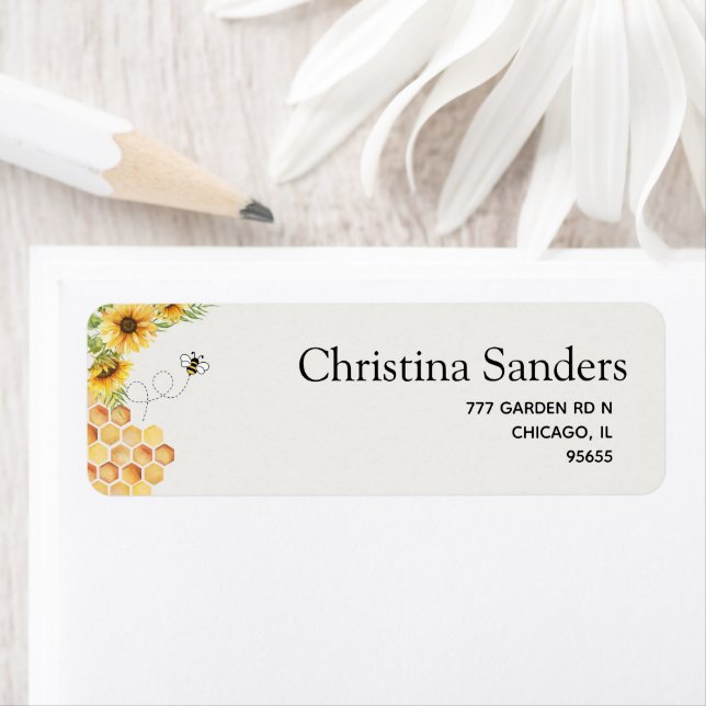 Cute Sunflower Bee Baby Shower Label (Insitu)
