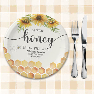 Cute Sunflower Bee Baby Shower Paper Plates