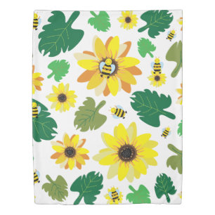 Cute Sunflower Bee Duvet Cover