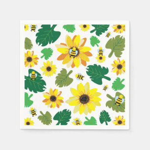 Cute Sunflower Bee Napkins