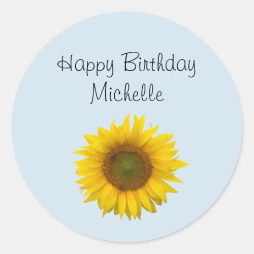 Cute Sunflower Birthday Gift Classic Round Sticker