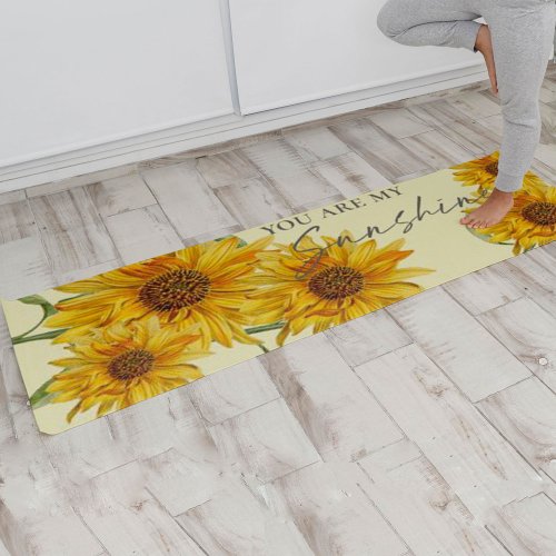 Cute Sunflower Bright Yellow You Are My Sunshine Yoga Mat