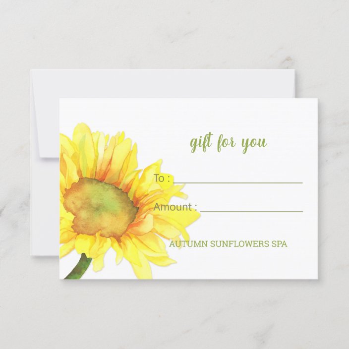 Cute Sunflower Business Gift Certificate Card