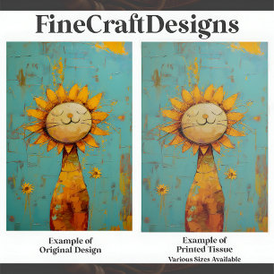 Cute Sunflower Cat Enjoying The Sun Painting C5R Tissue Paper