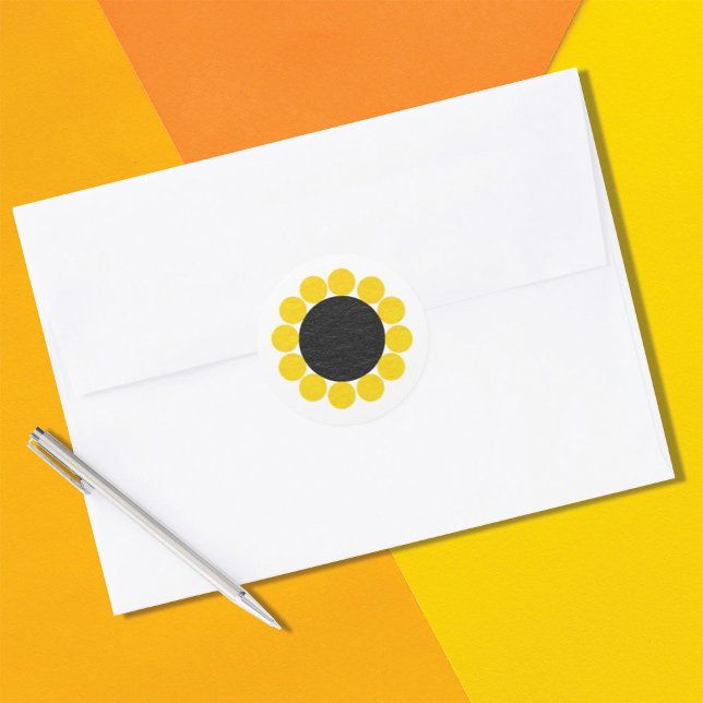 Cute Sunflower Classic Round Sticker (Creator Uploaded)