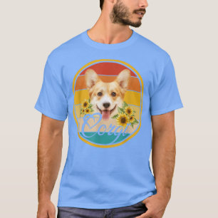 Cute Sunflower Corgi Dog Dad Mom Father's Day Love T-Shirt