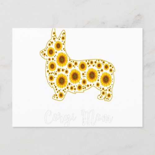 Cute Sunflower Corgi Dog Mom Shirt Mother_s Day Announcement Postcard
