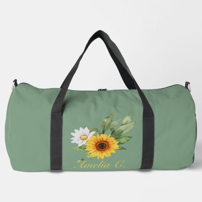 Cute Sunflower & Daisy  Duffle Bag (Front)