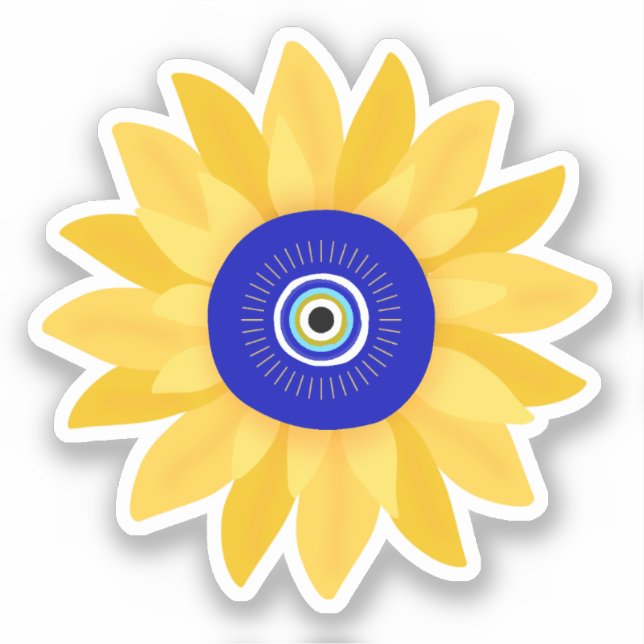 Cute Sunflower Evil Eye Flower Sticker (Front)