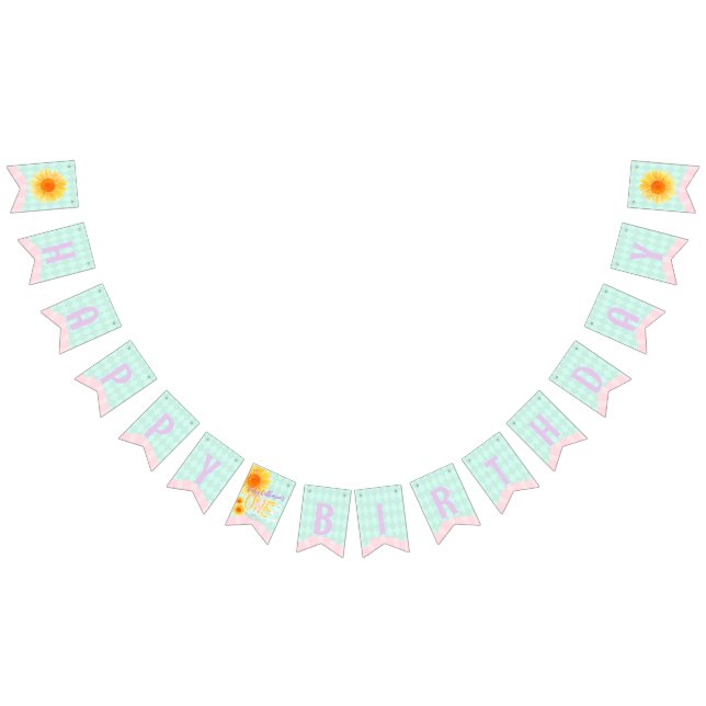 Cute Sunflower First Birthday  Bunting Flags (All)
