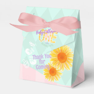 Cute Sunflower First Birthday Favor Boxes