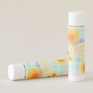 Cute Sunflower First Birthday Lip Balm