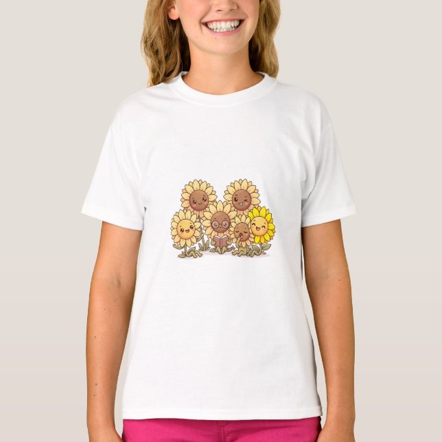 Cute Sunflower Friends T-Shirt (Front)