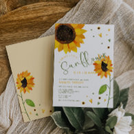 Cute Sunflower Girl Baby Shower Invitation