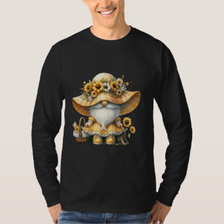 Cute Sunflower Gnome Decor For Hippie Women And Gi T-Shirt