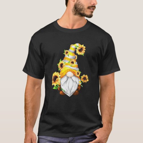 Cute Sunflower Gnome For Gardener Grandpa With Hip T_Shirt
