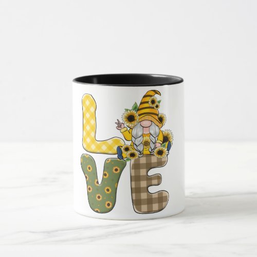 Cute Sunflower Gnome Love Mug