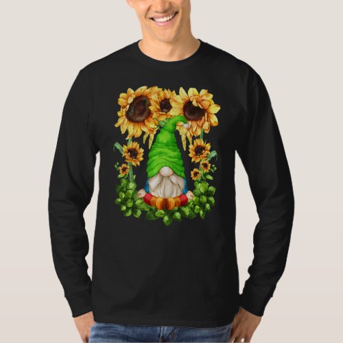 Cute Sunflower Gnome Yoga Motif For Women Summer M T_Shirt