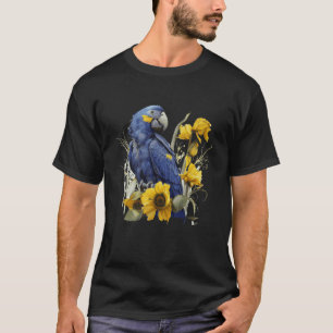 Cute Sunflower Hyacinth Macaw Blue Watercolor Parr T-Shirt