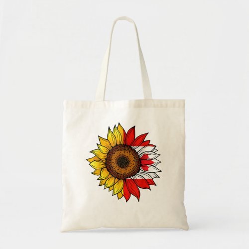 Cute Sunflower In Maple Leaf Canadian Flag Happy C Tote Bag