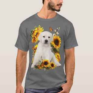 Cute Sunflower Labrador Dog Dad Mom Father's Day L T-Shirt