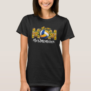 Cute Sunflower Mom Volleyball Sports Mom Mama Moth T-Shirt