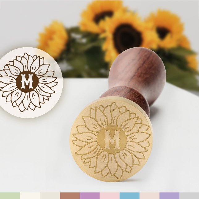 Cute Sunflower Monogram Family or Wedding Wax Seal Stamp (Creator Uploaded)