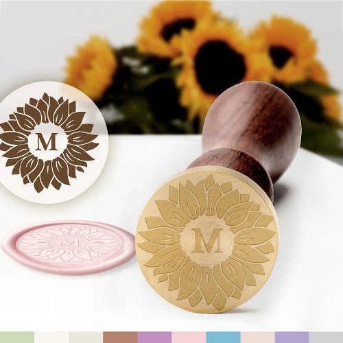 Cute Sunflower Monogram Family or Wedding Wax Seal Wax Seal Stamp