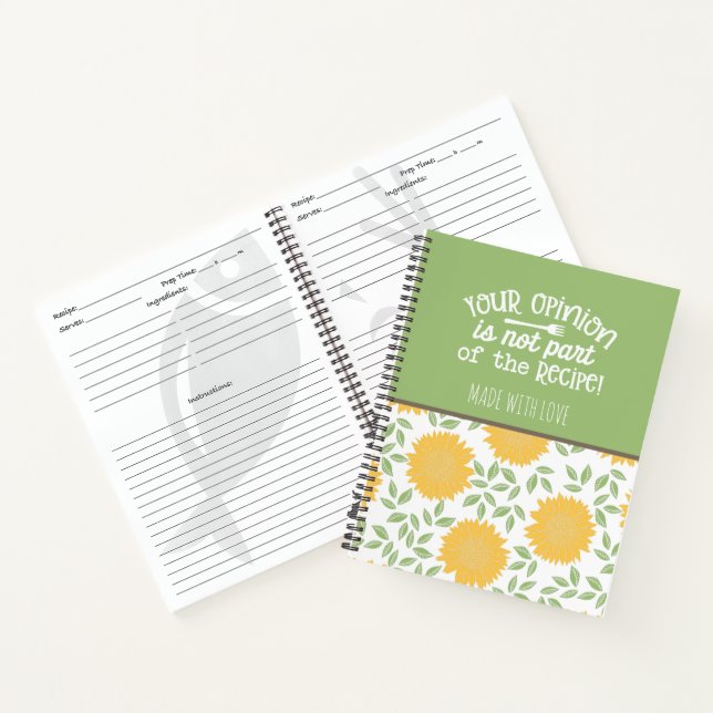 Cute Sunflower Pattern Chef Recipe Notebook (Inside)