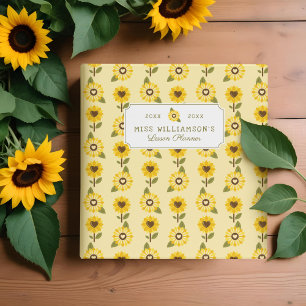 Cute Sunflower Pattern School Teacher's Planner 3 Ring Binder