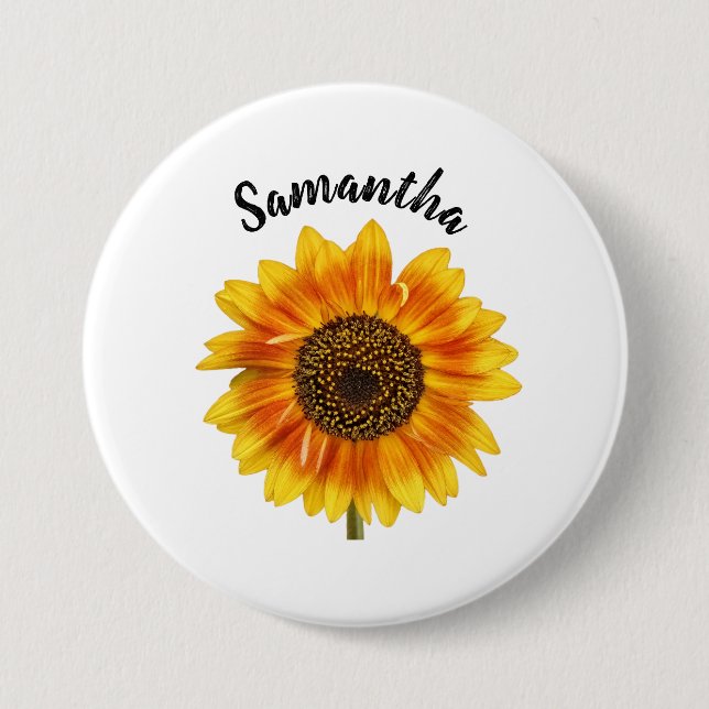 Cute Sunflower Personalized Button (Front)