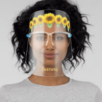 Cute sunflower princess tiara & calligraphy face shield