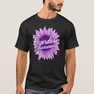 Cute Sunflower Purple Ribbon Opioid Overdose Aware T-Shirt