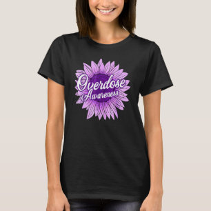 Cute Sunflower Purple Ribbon Opioid Overdose Aware T-Shirt