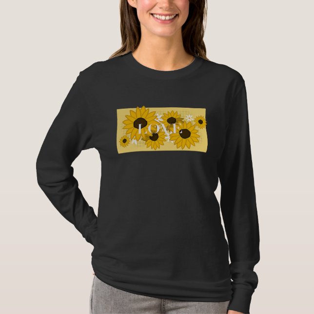 Cute Sunflower Saying Love T-Shirt (Front)