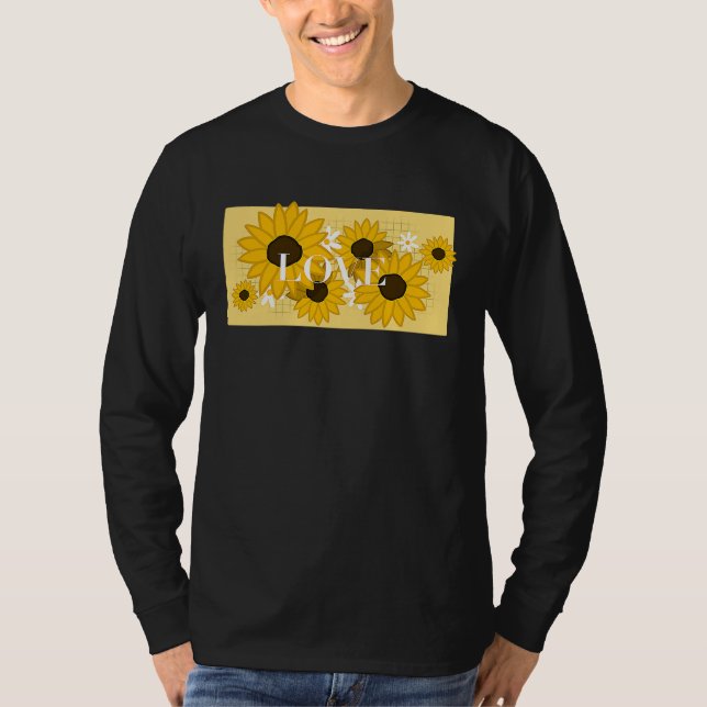 Cute Sunflower Saying Love T-Shirt (Front)